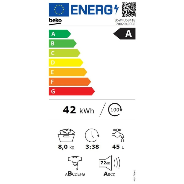Masina de spalat rufe Beko B5WFU58418, 8 kg, 1400 rpm, Clasa A, AquaTech, SteamCure, Recycled Tub, Motor ProSmart Inverter, Homewhiz through Bluetooth, AddXtra, Steam, Negru