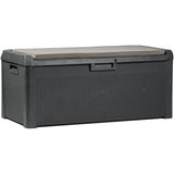 Lada de depozitare pentru gradina Santorini Plus Toomax, 148xH72x64 cm, 550 litri, perna inclusa, gri-antracit