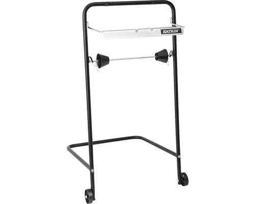 Dispenser pentru Rola din Hartie Katrin Industrial, de Podera, Metal, H 96 cm, Negru-Argintiu