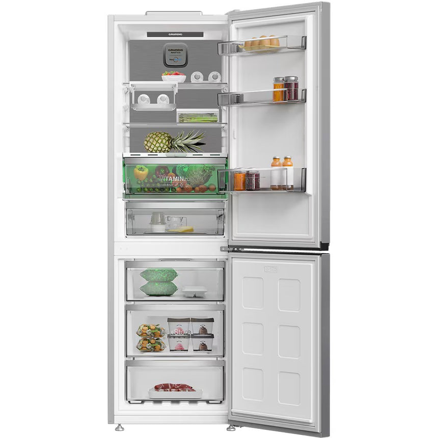 Combina Frigorifica GRUNDIG GKPN 66840 LXPW, No Frost, Duo Cooling, 316 l, H 186.5 cm, Clasa C, Argintiu