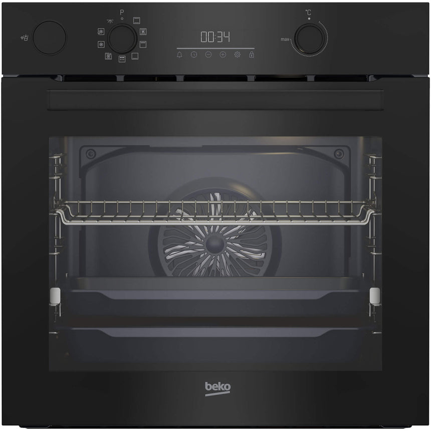 Cuptor incorporabil Beko BBIS17300BMPSE, Electric, 72 l, Autocuratare pirolitica, Steam Assisted Cooking, AeroPerfect, SteamShine Cleaning, Grill,SoftClose door,Raft telescopic, Clasa A+, Negru