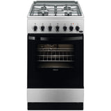 Aragaz Zanussi ZCK57201XA, Mixt, 4 arzatoare, Grill, Cuptor electric, 6 functii, Aprindere electrica, 54 l, 50 cm, Inox