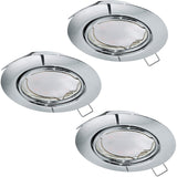 Set 3 spoturi incastrate, PENETO, EGLO, GU10-LED, 3X5W, 3x400 lm, lumina calda, otel, crom, 11.5 x 8.7 x 7 cm, IP20