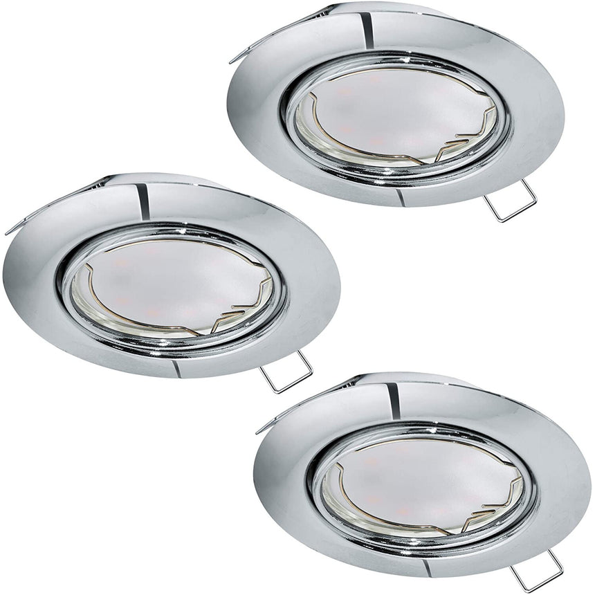 Set 3 spoturi incastrate, PENETO, EGLO, GU10-LED, 3X5W, 3x400 lm, lumina calda, otel, crom, 11.5 x 8.7 x 7 cm, IP20