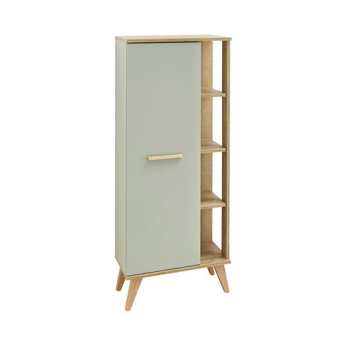 Dulap baie midi pe sol pelipal, Dimensiuni 50,5x128x33 cm, verde salvie