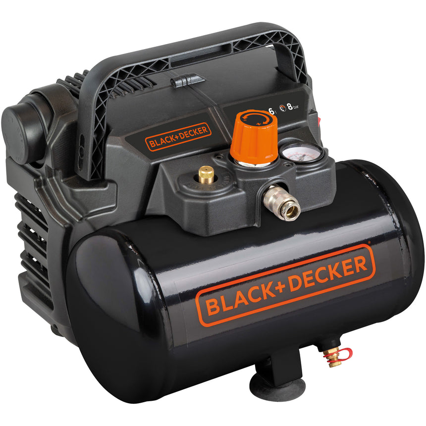 Compresor Black & Decker BXCMD156HE, 1.5CP, 8 bari presiune maxima, 6 l capacitate rezervor, 180 l/min debit maxim, 230 V