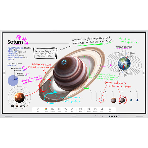 Display interactiv Samsung Flip Pro WM75B, 75", 4K UHD, 350nit, 60Hz, 8ms, Tizen 6.5, 32GB
