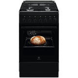 Aragaz Electrolux LKK520002K, Mixt, 4 arzatoare gaz, Cuptor electric multifunctional,Aprindere integrata, Grill electric, Clasa A, 50 cm, Negru