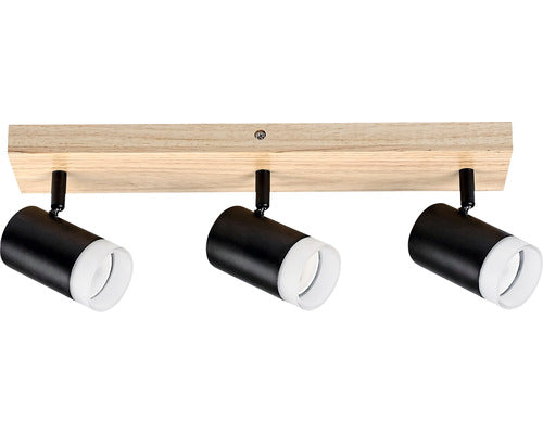Sina Spoturi Toras Gu10 Max. 2x5w, Ø55mm Negru/Stejar