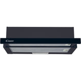 Hota telescopica incorporabila Candy CBT60RBG, Putere de absorbtie 402 mc/h, 2 Viteze, LED, 60 cm, Sticla neagra
