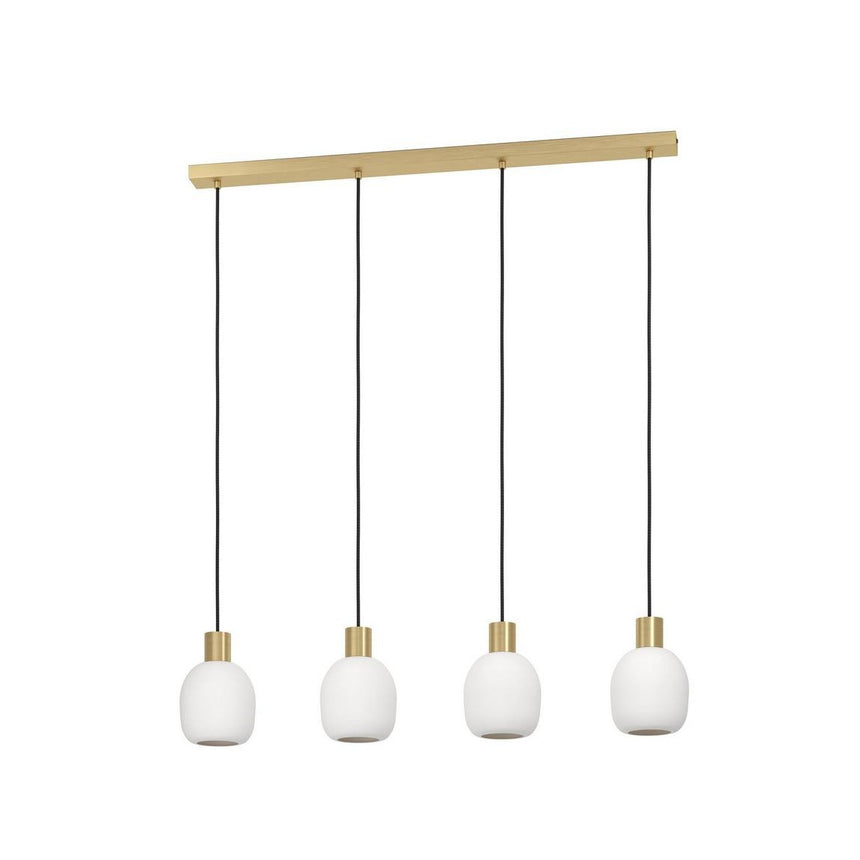 Lustra pe cablu, Eglo MANZANARES 4xE27/40W/230V, Metal/Sticla, Auriu/Alb