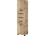 Dulap Baie Inalt Milan 400, 2 Usi 3 Sertare, PAL, 163,7x40,3 cm, Stejar Natur