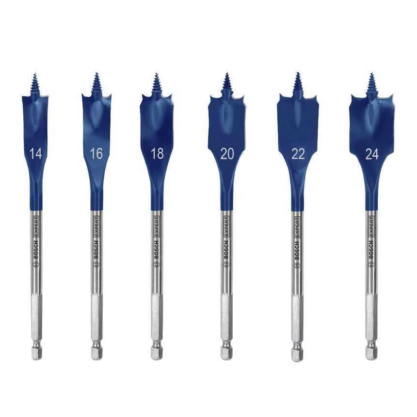 Set de 6 burghie plate pentru lemn Bosch Expert Self Cut Speed 2608900332, 14; 16; 18; 20; 22; 24 mm diametru