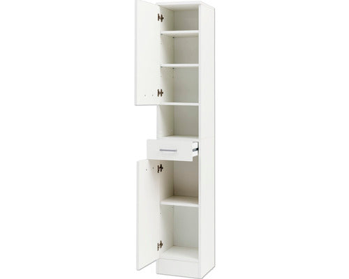 Dulap Baie Inalt Lorenz H300, 2 Usi 1 Sertar, PAL, 181,7x30,3 cm, Alb Perlat