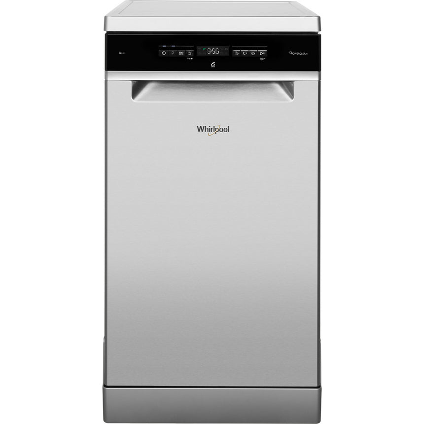 Masina de spalat vase WHIRLPOOL WSFO 3O23 PF X, Slim, 6TH SENSE Technology, Display digital, Aquastop, 10 seturi, 7 programe, 45 cm, Clasa E, Inox