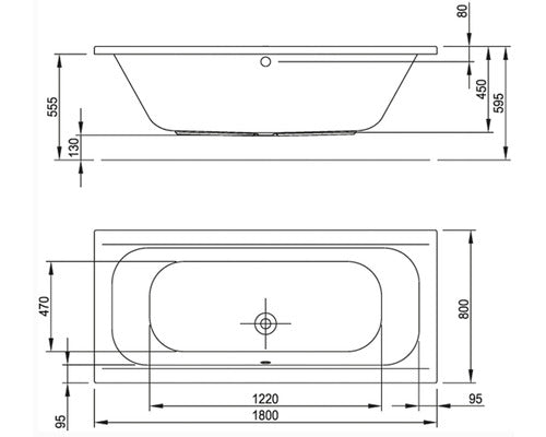 Cada de Baie Rectangulara Jungborn Siana, 180x80x45 cm, Acril, Alb