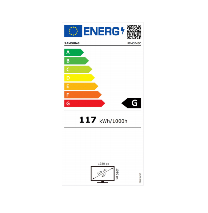 Display Profesional SAMSUNG LH43PMFXTBC, 43", Full HD, Touch, 60Hz, Clasa G, Negru