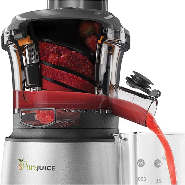 Storcator fructe si legume KENWOOD PureJuice JMP600SI, 1l, 150W, 2 trepte viteza, Argintiu-Negru