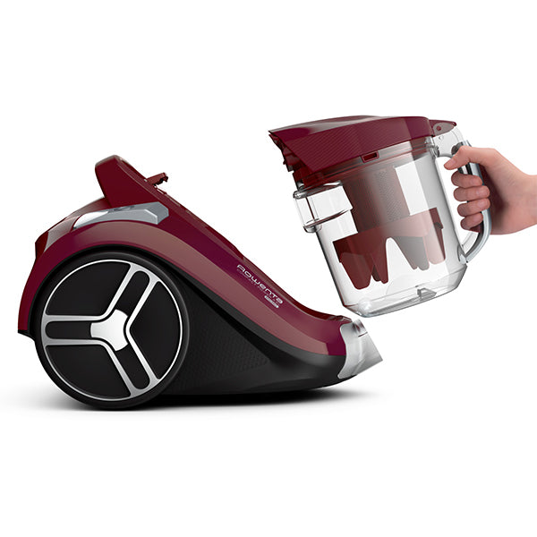 Aspirator fara sac Rowenta Compact Power XXL RO4873EA, 550W, 2.5L, 8.8m monocyclonic, animal care, perie Easybrush, visiniu