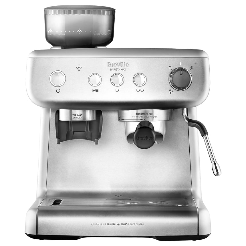 Espressor manual Breville Barista Max VCF126X-01, 15 bari, 2.8 l, Recipient detasabil lapte 0.46 l, Silver