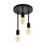 Plafoniera vintage WILMCOTE, EGLO, E27, 3x60W, otel, negru, 38 x 28 cm
