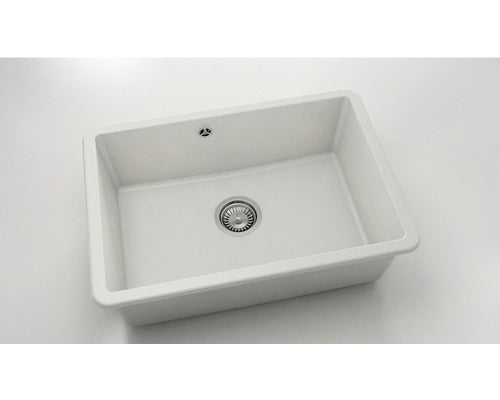 Chiuveta Bucatarie Cu O Cuva Fat Avangard 236 66x46 Cm Fara Picurator, Montare Sub Blat, Fatgranit White