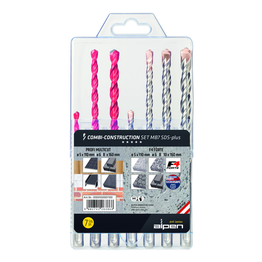 Set 7 bucati de burghie SDS+ Widi pentru beton F4 Forte si universalele, Alpen