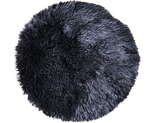 Perna Scaun Din Blana Artificiala, Neagra Ø 35 Cm