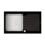 Chiuveta de bucatarie Teka DIAMOND RS15 1B 1D 86, finisaj din sticla, 860 x 510 mm, neagra