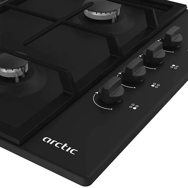Plita incorporabila Arctic ARGW64125SB , Gaz, 4 arzatoare , Wok, Aprindere electrica, Negru