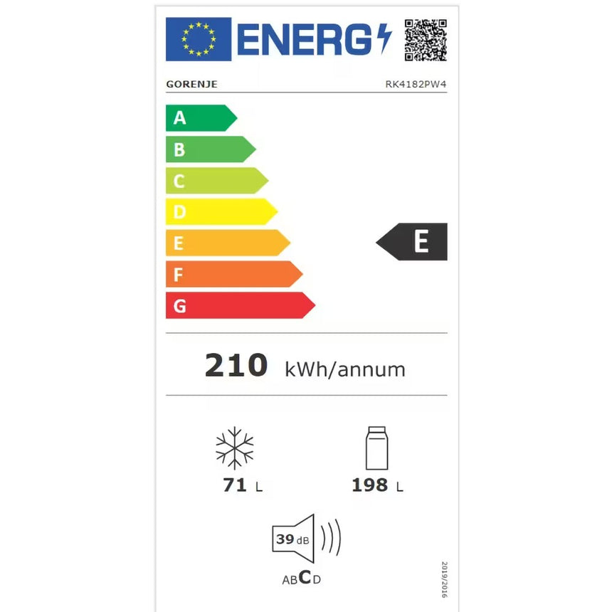 Frigider Gorenje RK4182PW4, M:180cm, 277L, clasa energetica E, alb