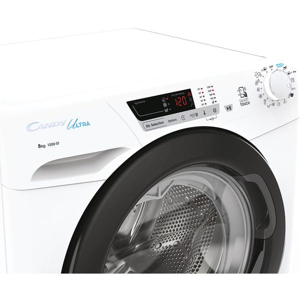 Masina de spalat rufe Candy HCU1282DWB4/1-S, clasa B, 1200 RPM, 8 kg, Kg Detector, Calcare usoara, Alba
