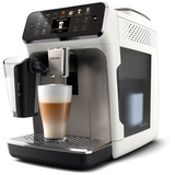 Espressor automat Philips Seria 4400 EP4443/70, 1500 W, 1.8 l, 15 bar, 12 setari macinare, Ecran TFT Tactil, LatteGo, 5 intensitati aroma Alb/Argintiu