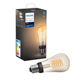 Bec LED vintage Philips Hue, bluetooth, ST64, E27, 7W (40W), 550 lm, lumina alba calda, clasa energetica G