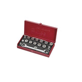 Trusa chei tubulare WGB 1/2" cu antrenor tip cheie inelara dubla, 16 piese