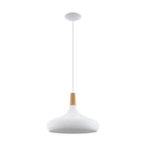 Pendul Sabinar, EGLO, E27, 1x60W, otel, alb, lemn, maro, 110 x 40 cm, inaltime reglabila, IP20
