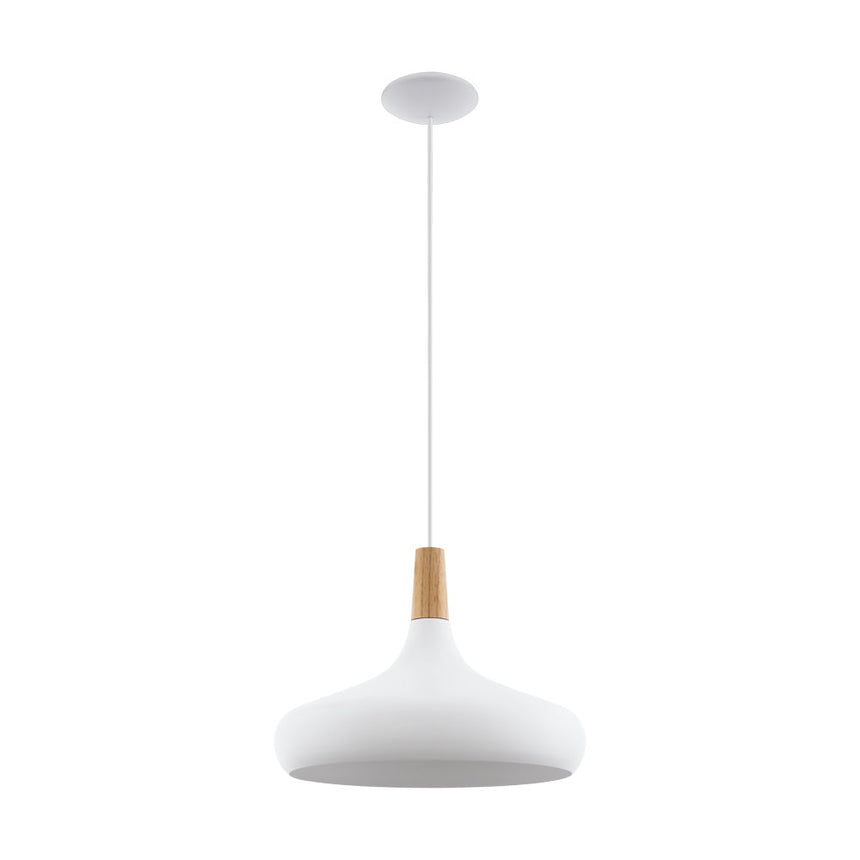 Pendul Sabinar, EGLO, E27, 1x60W, otel, alb, lemn, maro, 110 x 40 cm, inaltime reglabila, IP20