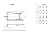 Cada de Baie Rectangulara Radaway Arkadia, 170x75x47,50 cm, Acril, WA1-27-170x075U, Alb