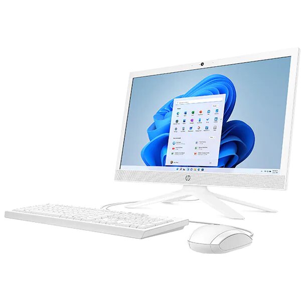 Sistem PC All in One HP 21-b0004nq, Intel Pentium Silver J5040 pana la 3.2GHz, 20.7" Full HD, 8GB, SSD 256GB, Intel UHD Graphics 605, Windows 11 Home, Alb