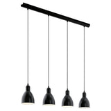 Pendul vintage Priddy, EGLO, E27, 4x40W, otel, negru-alb, 110 x 97.5 x 15.5 cm, inaltime reglabila, IP20