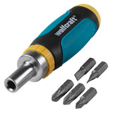 Mini-surubelnita clichet + 5biti Wolfcraft 1237000, lungime surubelnita 116 mm