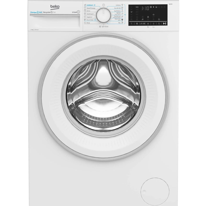Masina de spalat rufe Beko B3WFU49215WW, 9 kg, 1200 RPM, Clasa A, Motor ProSmart Inverter, Recycled Tub, Hygiene+, SteamCure, AddXtra, Alb
