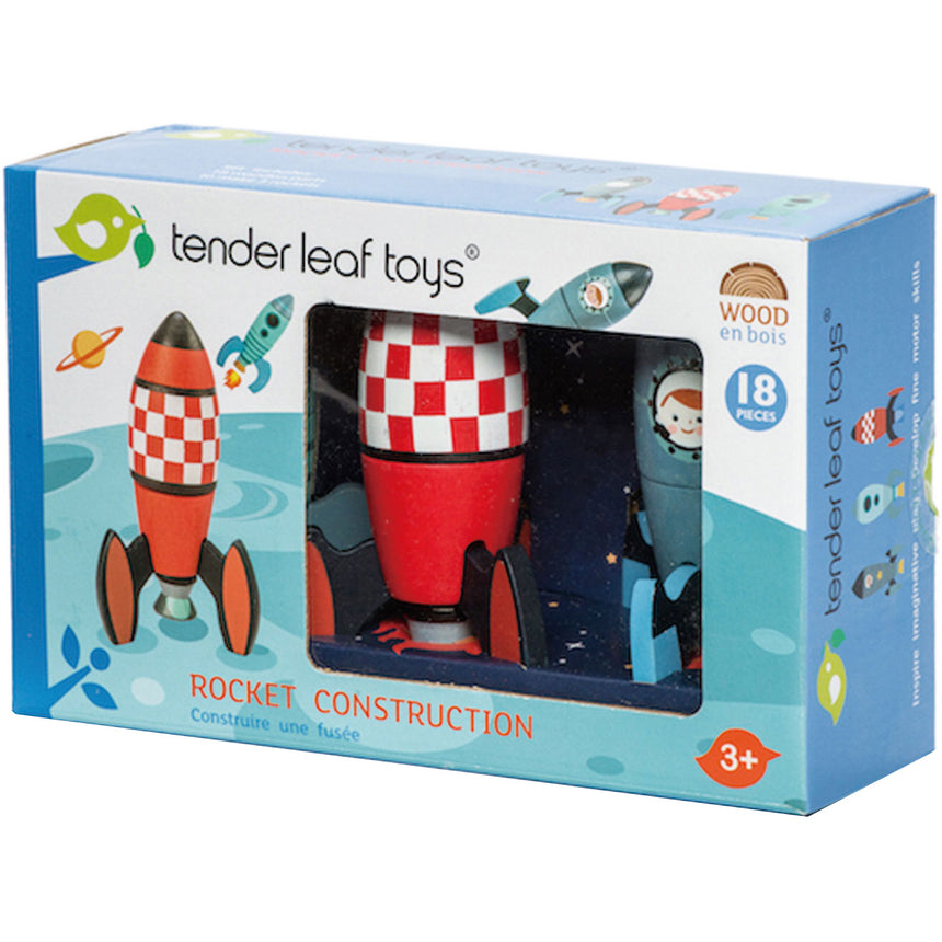 Set de joaca din lemn Tender Leaf Toys - Construieste racheta, 18 piese