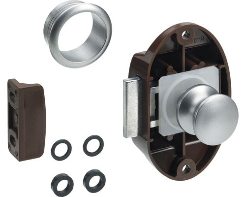 Incuietoare Aplicata Mobilier Hettich Push-lock Maxi 74x42x20 Mm, Plastic Maro, Inchidere Prin Apasare