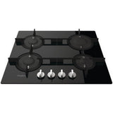 Plita incorporabila Whirlpool POW64D2/NB, Gaz, 4 Arzatoare, Tehnologia iXelium, Gratare din fonta, Aprindere electrica, 60 cm, Negru