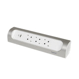 Multipriza unghiulara Legrand, 3 prize, 1x USB, 1x USB-C, 3A-5V-15W, fara cordon, Alb/Aluminiu