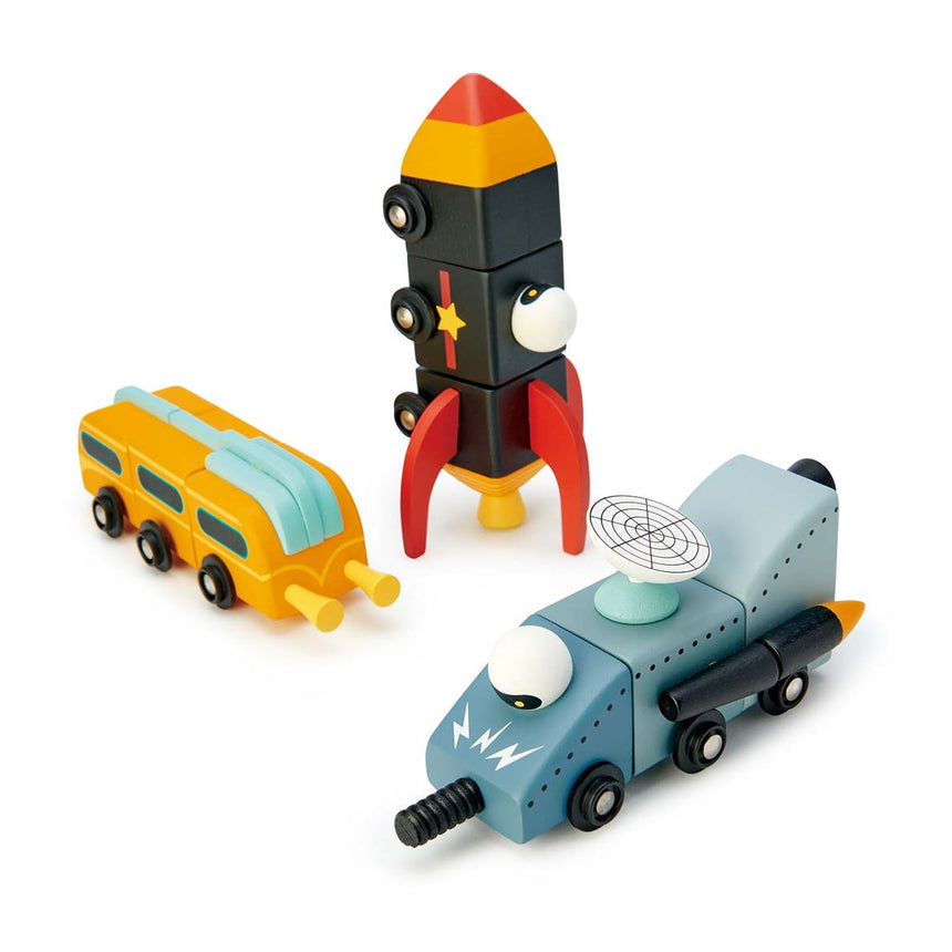 Set de joaca din lemn Tender Leaf Toys - Construieste racheta