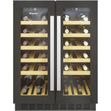 Vitrina de vinuri incorporabia Candy CCVB 60D/1, 38 sticle, H 82 cm, Rafturi lemn, Display, Wi-Fi, 2 zone, Clasa G, Negru