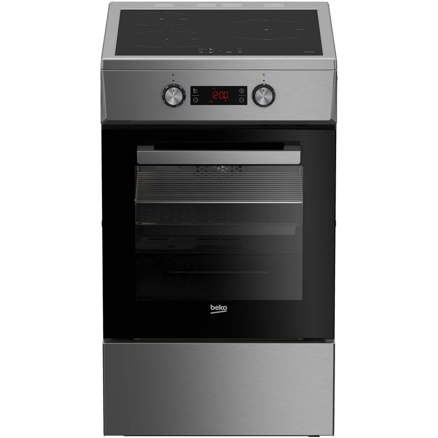 Aragaz Beko FSM58301XCDT, Inductie, Electric, 3 zone de gatit, Booster, Multifunctional, Autocuratare catalitica, Grill, 3D cooking, Clasa A, 60 cm, Inox