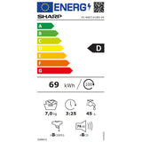 Masina de Spalat Rufe Incorporabila SHARP ES-NIB7141WD-EE, Steam, AllergySmart, 7 kg, 1400 rpm, Clasa D, Alb